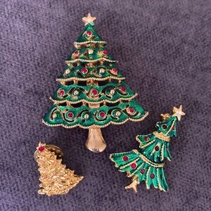 Christmas Tree Brooch/Pin Set